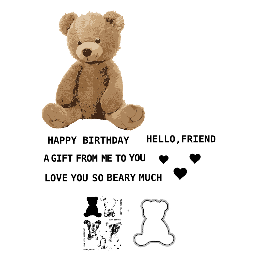 可爱的小熊玩偶硅胶手工透明印章DIY相册日记手账装饰工具