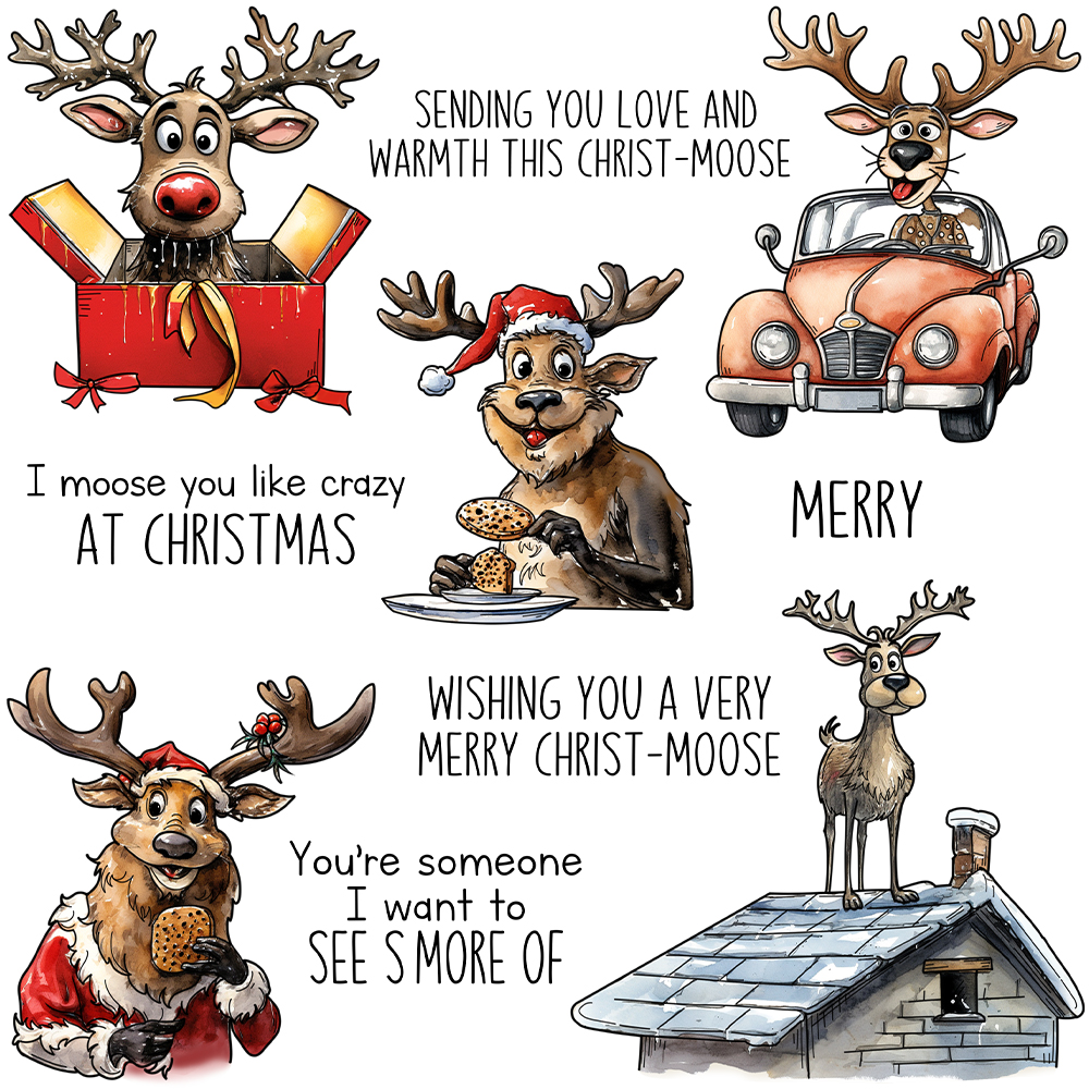 冬天可爱有趣的圣诞鹿印章刀模DIY相册日记手账贺卡装饰工具