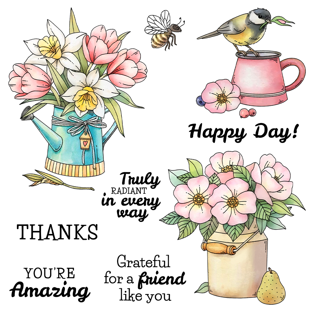 花鸟透明印章手帐纸艺贺卡装饰硅胶图章金属碳钢压花刀模跨境代发