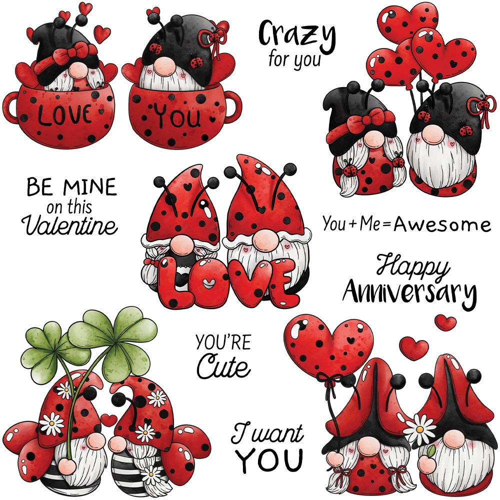 情人节可爱的侏儒透明印章DIY相册日记手账贺卡装饰工具