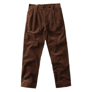 重磅灯芯绒工装裤直筒宽松阿美咔叽复古休闲老爹裤男士条绒长裤子