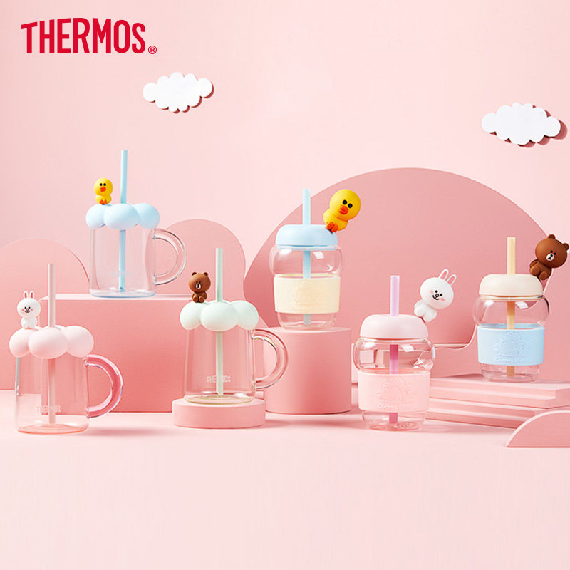 膳魔师玻璃杯LINEFRIENDS吸管杯