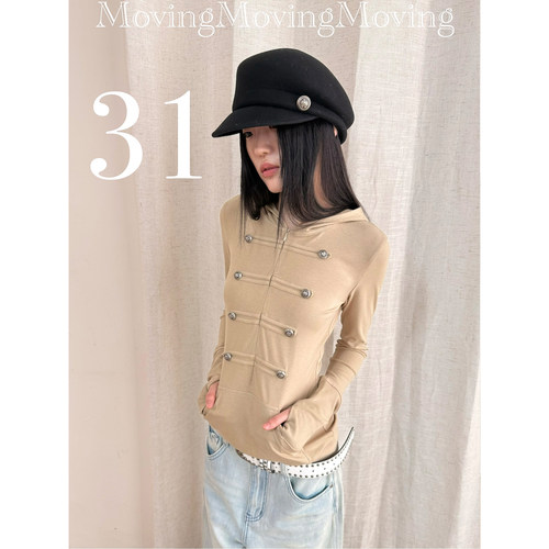 MovingMovingMoving 拿破仑风复古连帽打底T恤