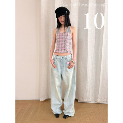 MovingMovingMoving 浅蓝水洗百搭牛仔裤