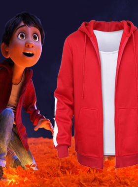 热卖寻梦环游记COCO米格尔红色外套连帽衫加绒加厚卫衣儿童cos服