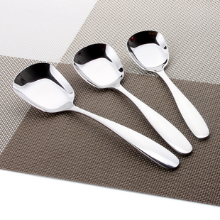 304不锈钢勺子大汤勺儿童饭勺SUS304平底勺中式餐勺成人勺调羹