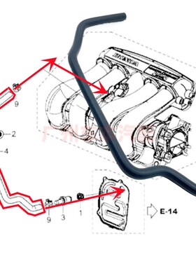 三代飞度新锋范缤智XRV哥瑞竞瑞进气歧管废气管废气软管PCV软管