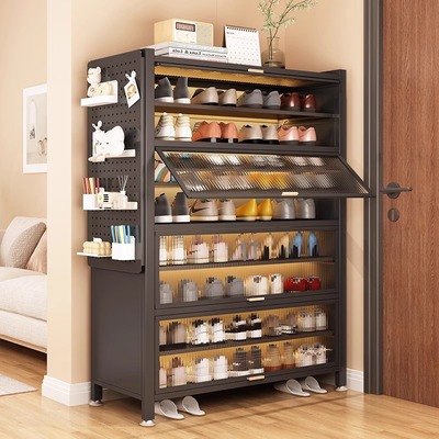 多层防尘鞋柜家用钢制储物柜门口玄关大容量带门收纳柜入户鞋架子