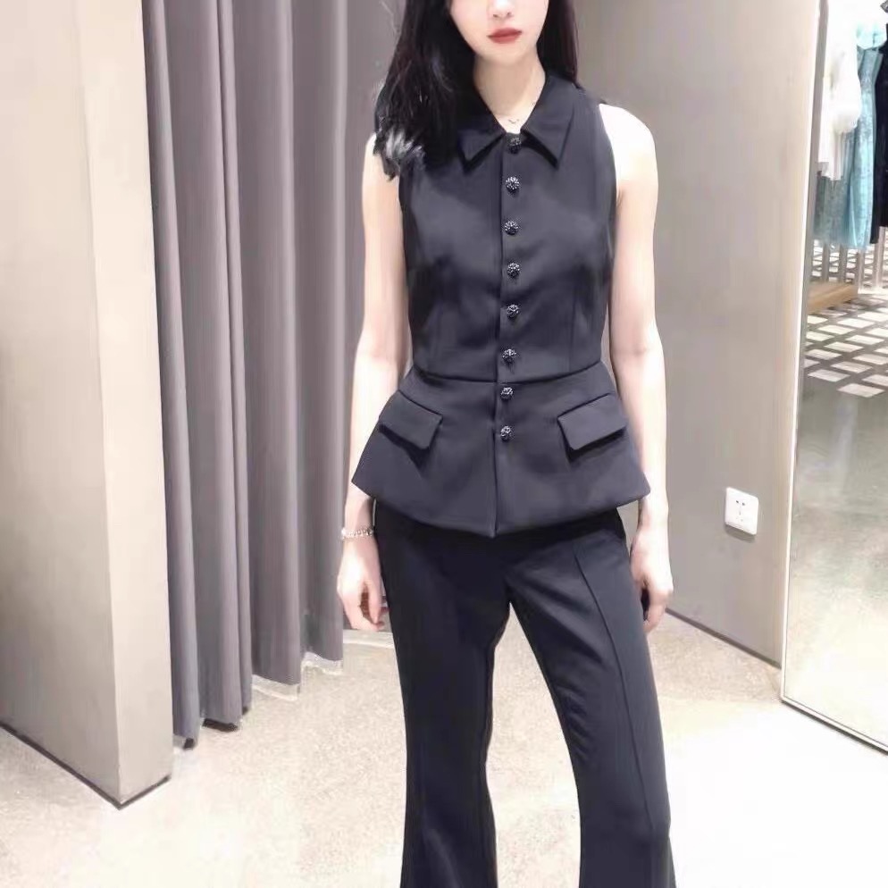 现货self portrait 2023秋冬经典黑气质职场优雅修身阔腿连体裤