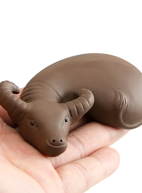 摆件陶瓷牛星座缘茶宠紫砂小黄牛