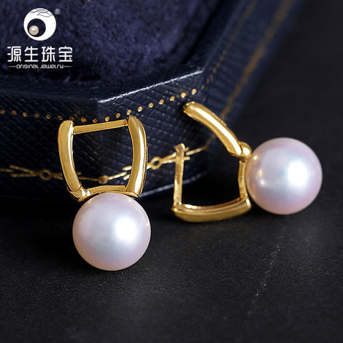 akoya18k海水珍珠耳环耳扣送妈妈