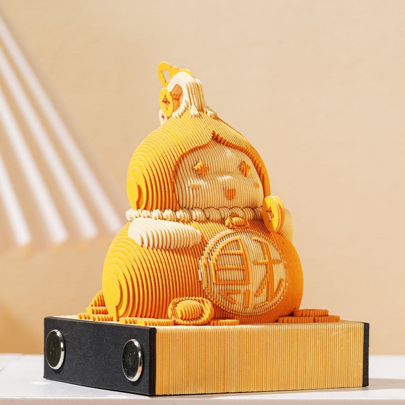 3D纸雕财娃立体便签本艺术品台日历可手撕高颜值便利贴可爱国风