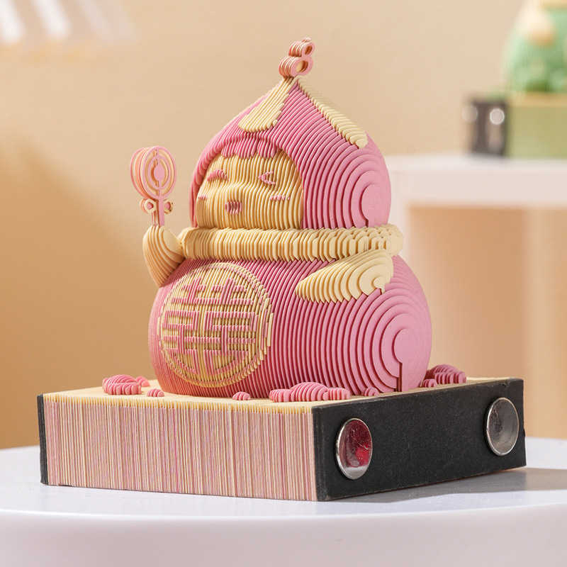 3D纸雕喜娃立体便签本艺术品台日历可手撕高颜值便利贴可爱国风