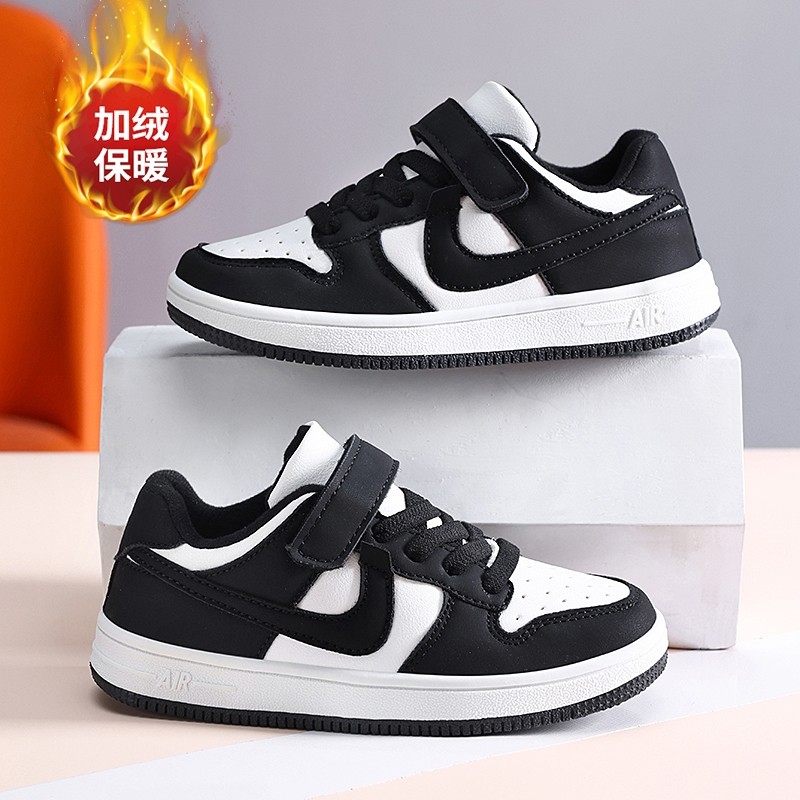 ABCkings男童板鞋秋冬款儿童加绒鞋子中大童皮面防水保暖运动棉鞋