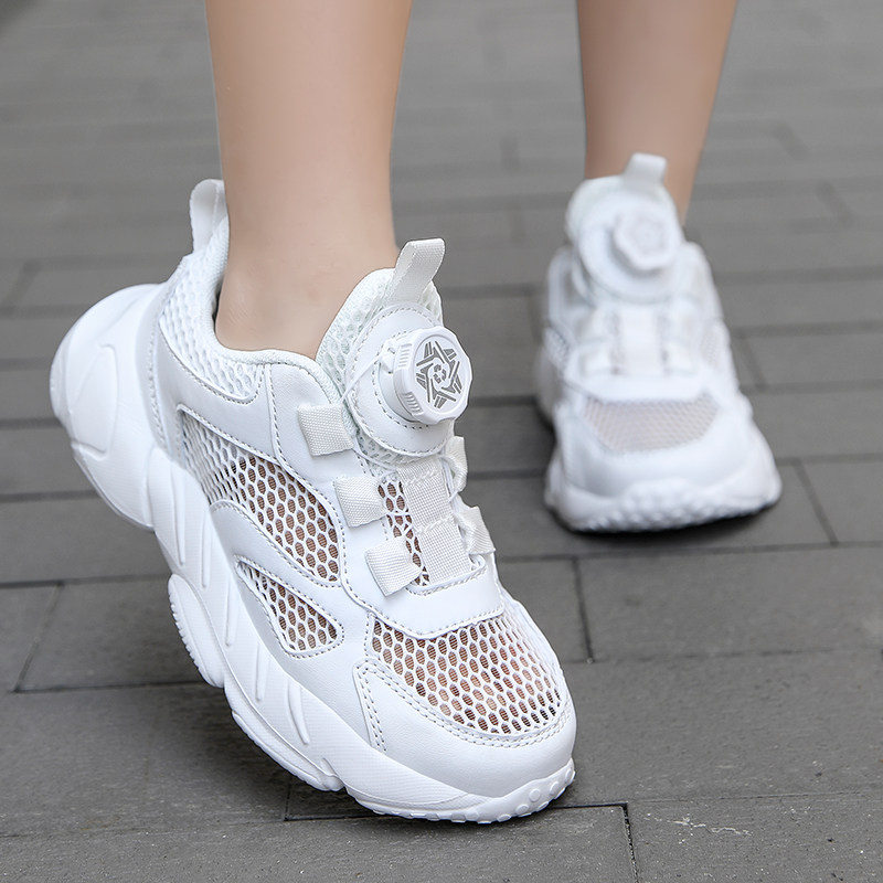 ABCkings儿童小白鞋夏季单网面透气运动鞋轻便软底男女童白色网鞋