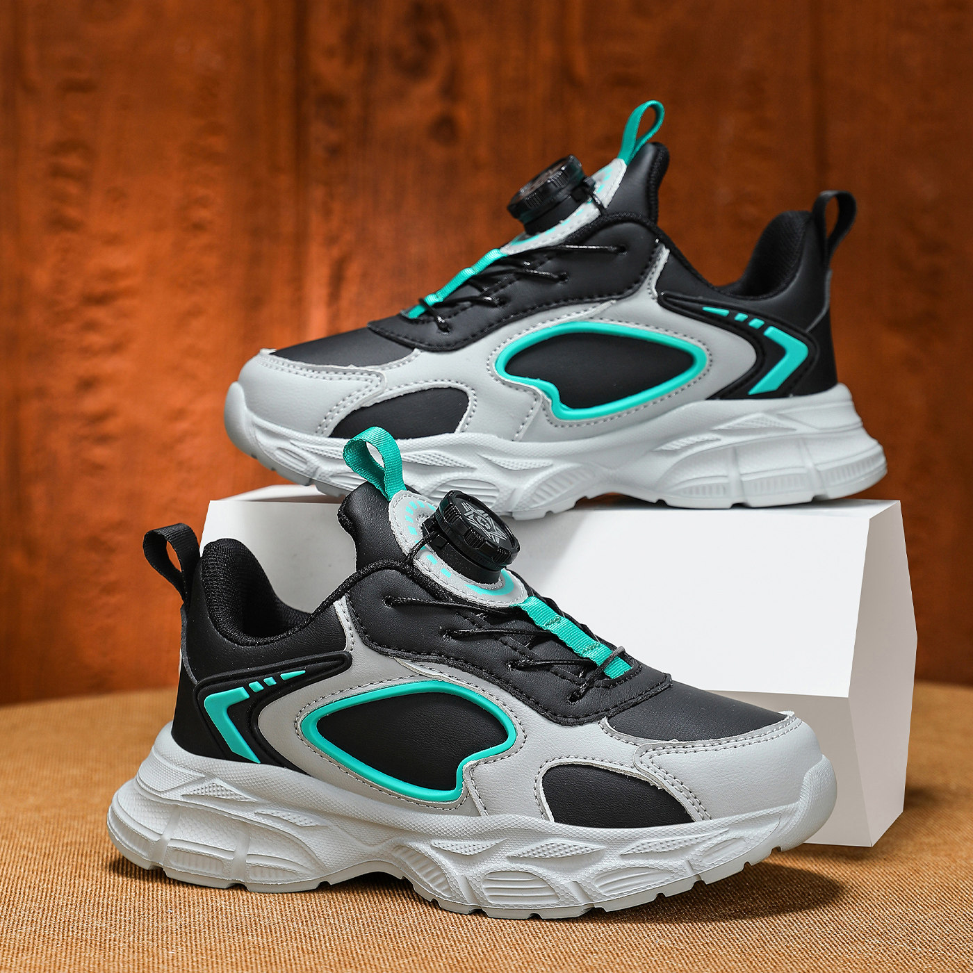 男童运动鞋秋冬新款防水皮面鞋子