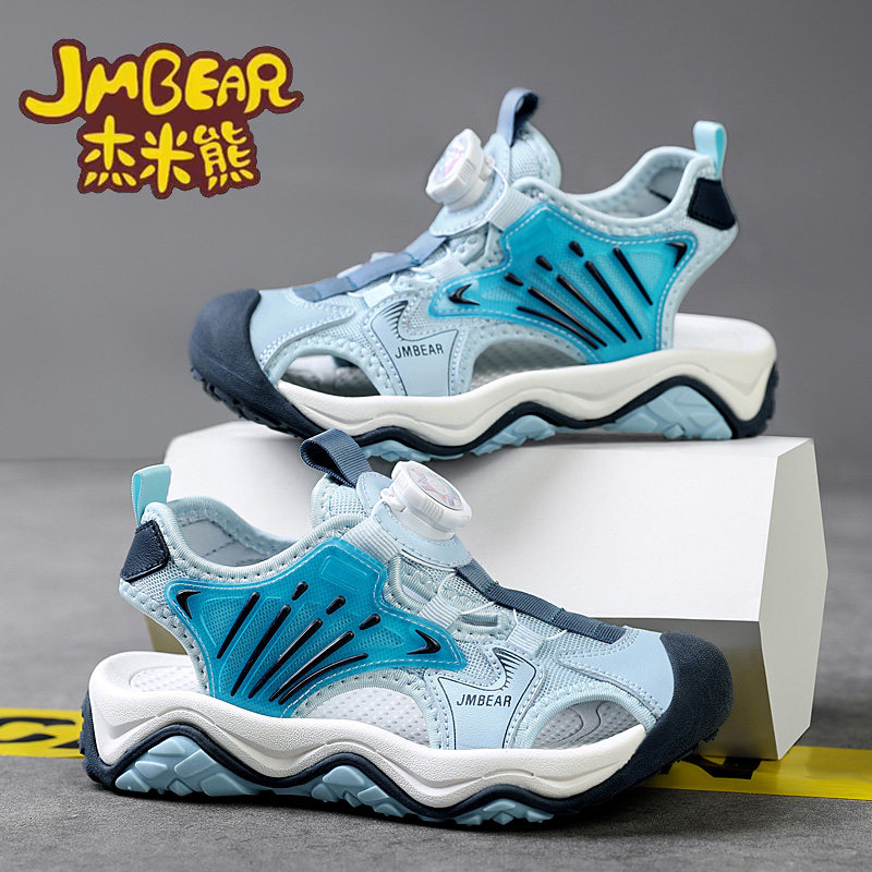 杰米熊童鞋男童软底防滑中大童男孩旋转扣沙滩鞋儿童运动包头凉鞋