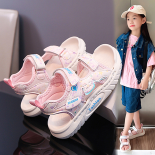 女童时尚凉鞋2026夏季款软底防滑公主鞋小女孩宝宝露趾运动沙滩鞋