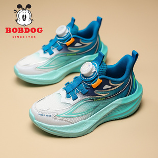 巴布豆男童鞋子网面透气春秋款儿童运动鞋青少年旋转扣训练跑步鞋