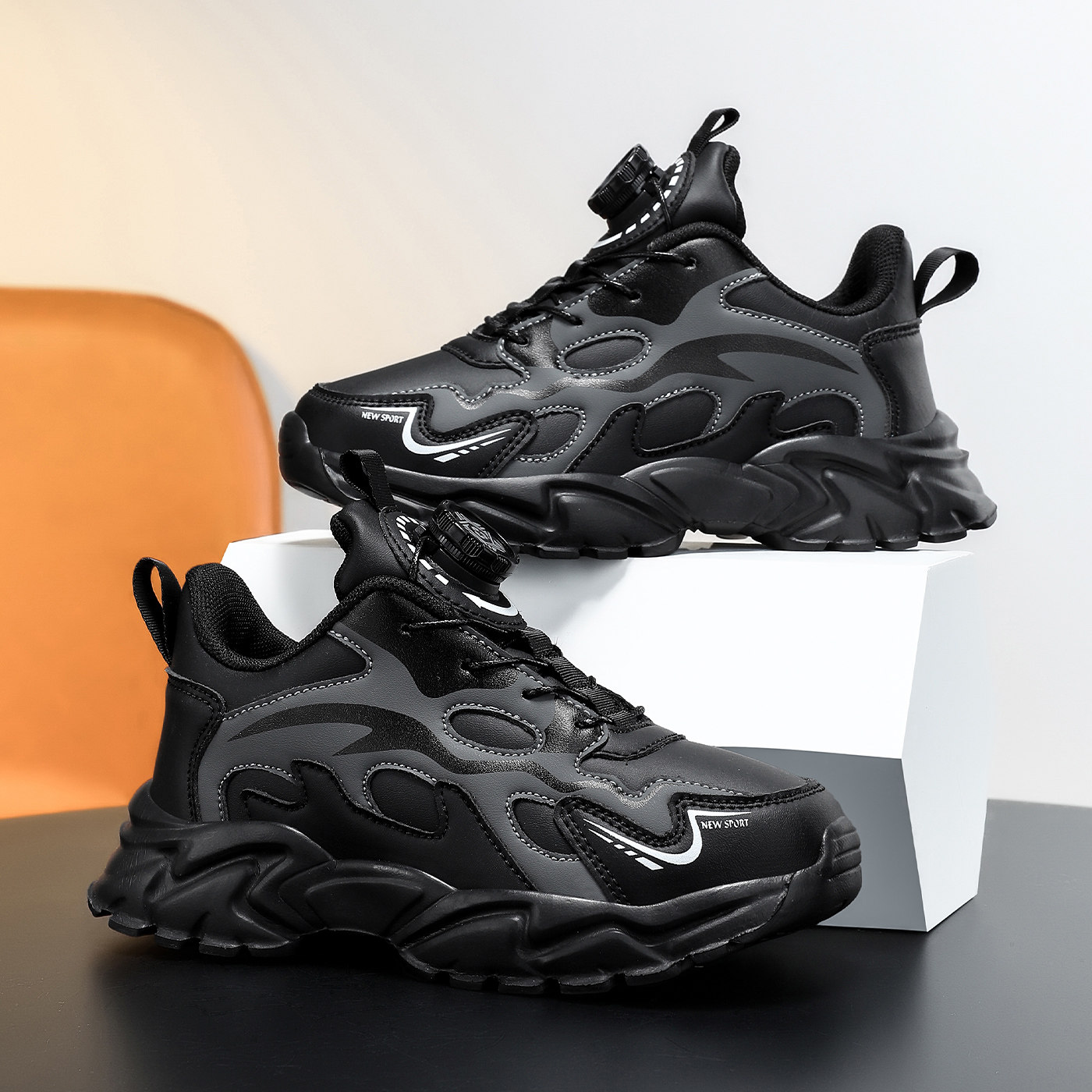 ABC SHIELD男童鞋子秋冬款防水皮面儿童运动鞋加绒保暖软底二棉鞋