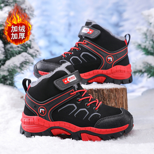 ABCkings男童棉鞋冬季加绒加厚保暖儿童登山鞋防滑狼爪户外防水鞋