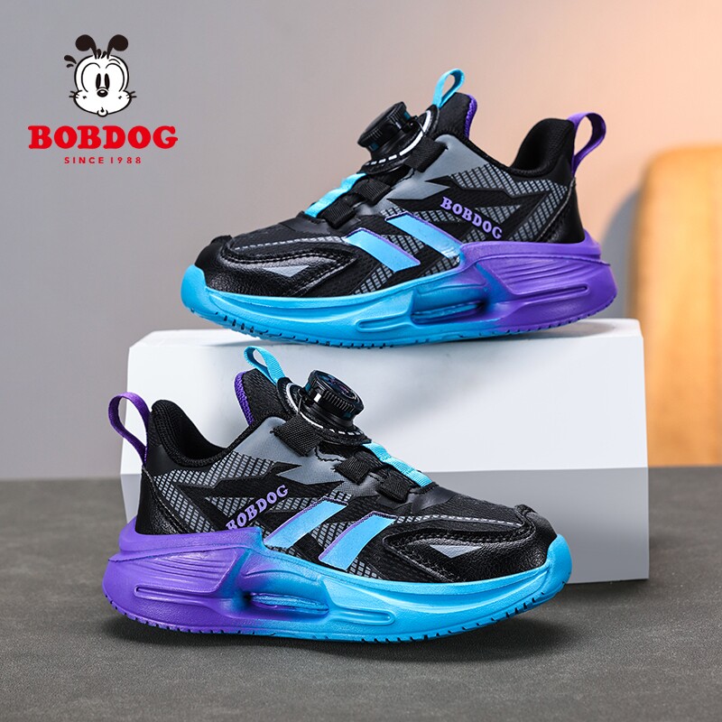 巴布豆男童鞋子春秋款防水皮面运动鞋中大童男孩轻便软底跑步鞋潮