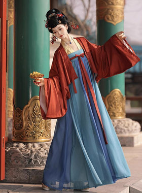 汉服女2026新款春秋款唐制法门寺披衫齐胸吊带裙复原日常古装