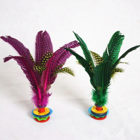 花式毽球键子比赛毽球鸡毛毽 牛筋底珍珠鸡毛毽子 十个包邮