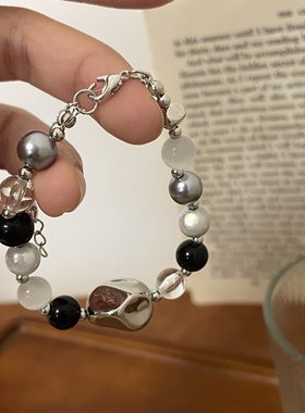 捡漏 乔治姐姐/日韩朋克黑白手链暗黑冷淡风小众设计感高级手串