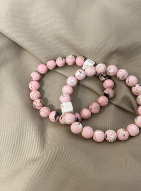 乔治姐姐/粉色天然石手链时尚个性小众设计感单圈百搭手饰