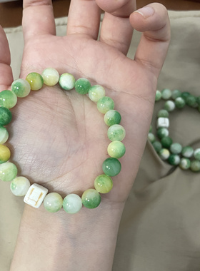 乔治姐姐/新中式绿色国风天然石小众手链甜美闺蜜礼物叠戴手链