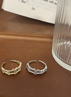 乔治姐姐/日韩双层蝴蝶戒指女轻奢闪钻指环冷淡风开口戒简约小众