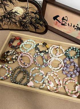 9.9/2件陶瓷手链甜美少女新中式国风手串叠戴手绳