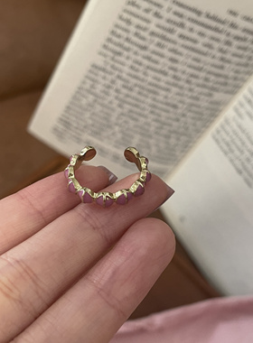 乔治姐姐/在逃芭比公主粉金戒指开口戒拉丝珐琅心形指环高级感ins
