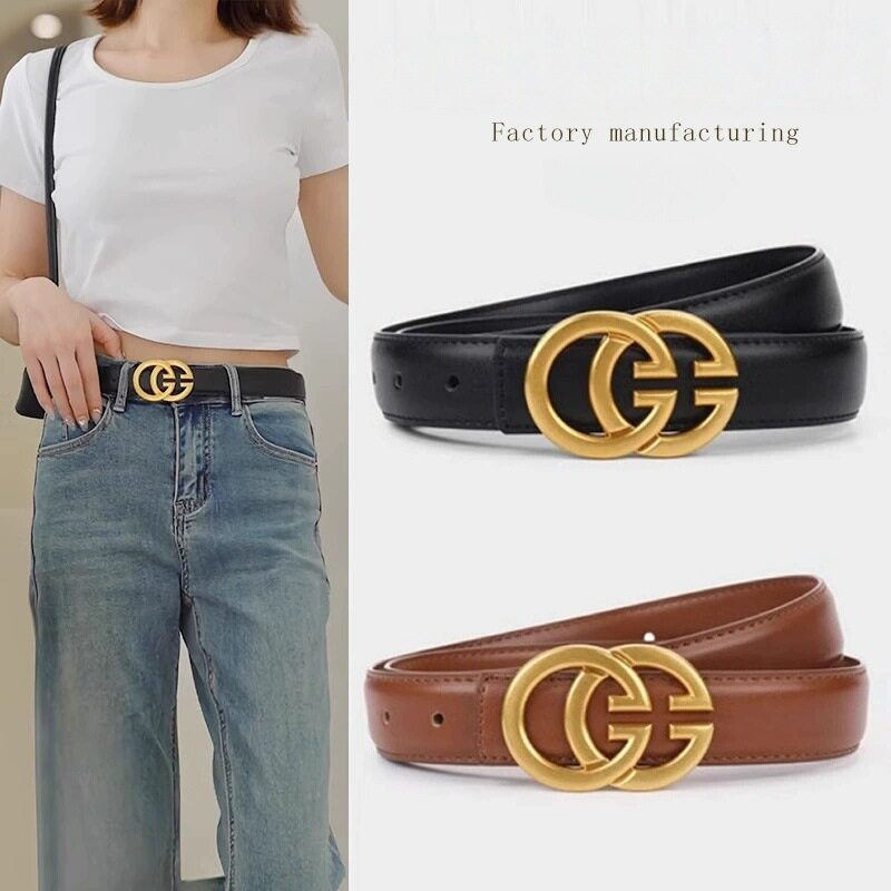 新款女士字母双g扣腰带百搭牛仔裤皮带时尚潮流时尚感裤带
