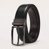 裤 皮带 商务双面针扣简约男式 真牛皮腰带 带潮 男士