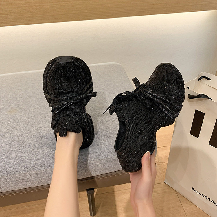 包头半拖鞋女2026春季新款巴黎满天星水钻休闲运动外穿老爹鞋凉拖