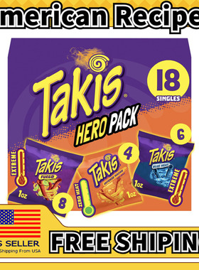 美国直邮Takis Variety Pack 酸辣辣玉米条休闲零食28g*18包