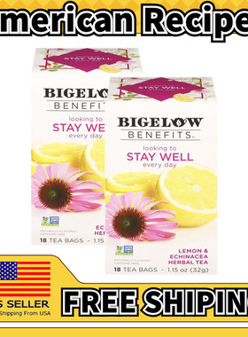 美国直邮Bigelow Benefits Herbal Tea 柠檬紫锥菊花草茶包*2盒