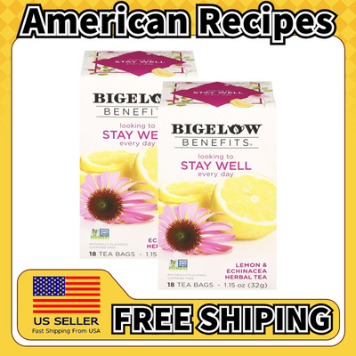 美国直邮Bigelow Benefits Herbal Tea 柠檬紫锥菊花草茶包*2盒
