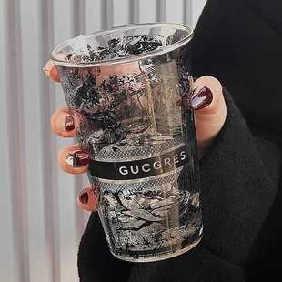 霸王牛奶杯带水杯家用茶姬口杯情侣款茶马古道玻璃杯男生吸管杯