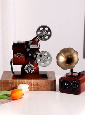 创意复古音乐盒摆件发条驱动家居客厅卧室店铺装饰品摄影拍摄道具