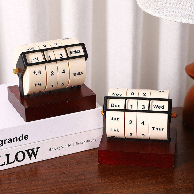 转轮万年历可调节日期课桌文具日历摆件桌面办公用品家居装饰摆件