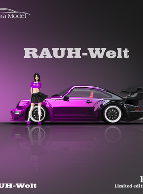 AM Aurora1:64 保时捷992 GT3 RS合金车模型 电镀黑紫色渐变