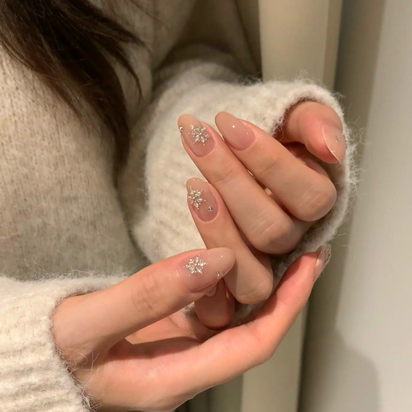 【嬛嬛】林先生穿戴甲高级感秋冬纯欲裸雪花拼钻纯手工成品假指甲,彩妆/香水/美妆工具,穿戴甲/甲片,淘宝优惠券,粉丝福利购,淘宝优惠卷