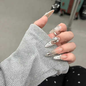 林先生穿戴甲法式波点立体堆钻假指甲手作高级感小众显白婚甲甲片