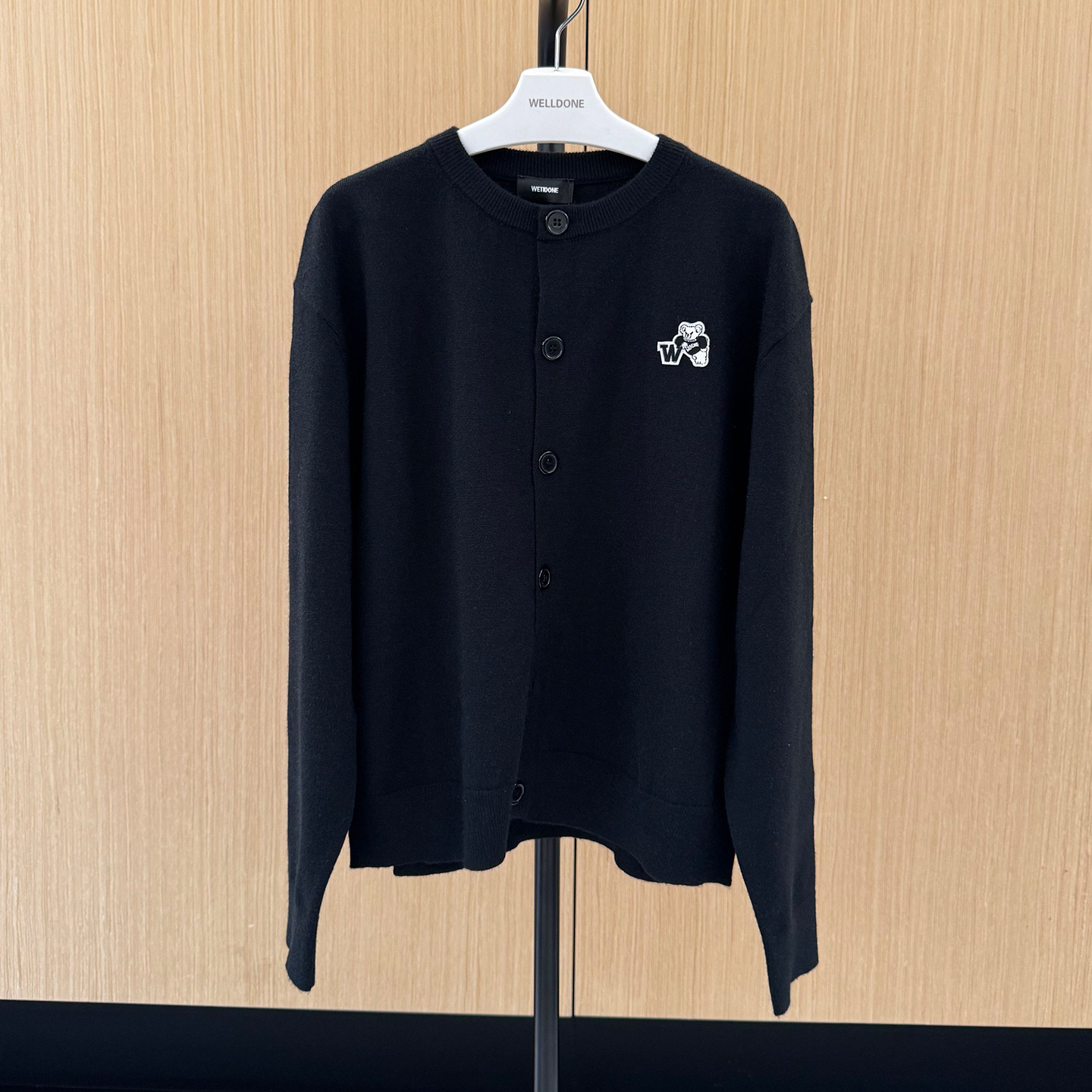 we11小熊贴布绣针织开衫
