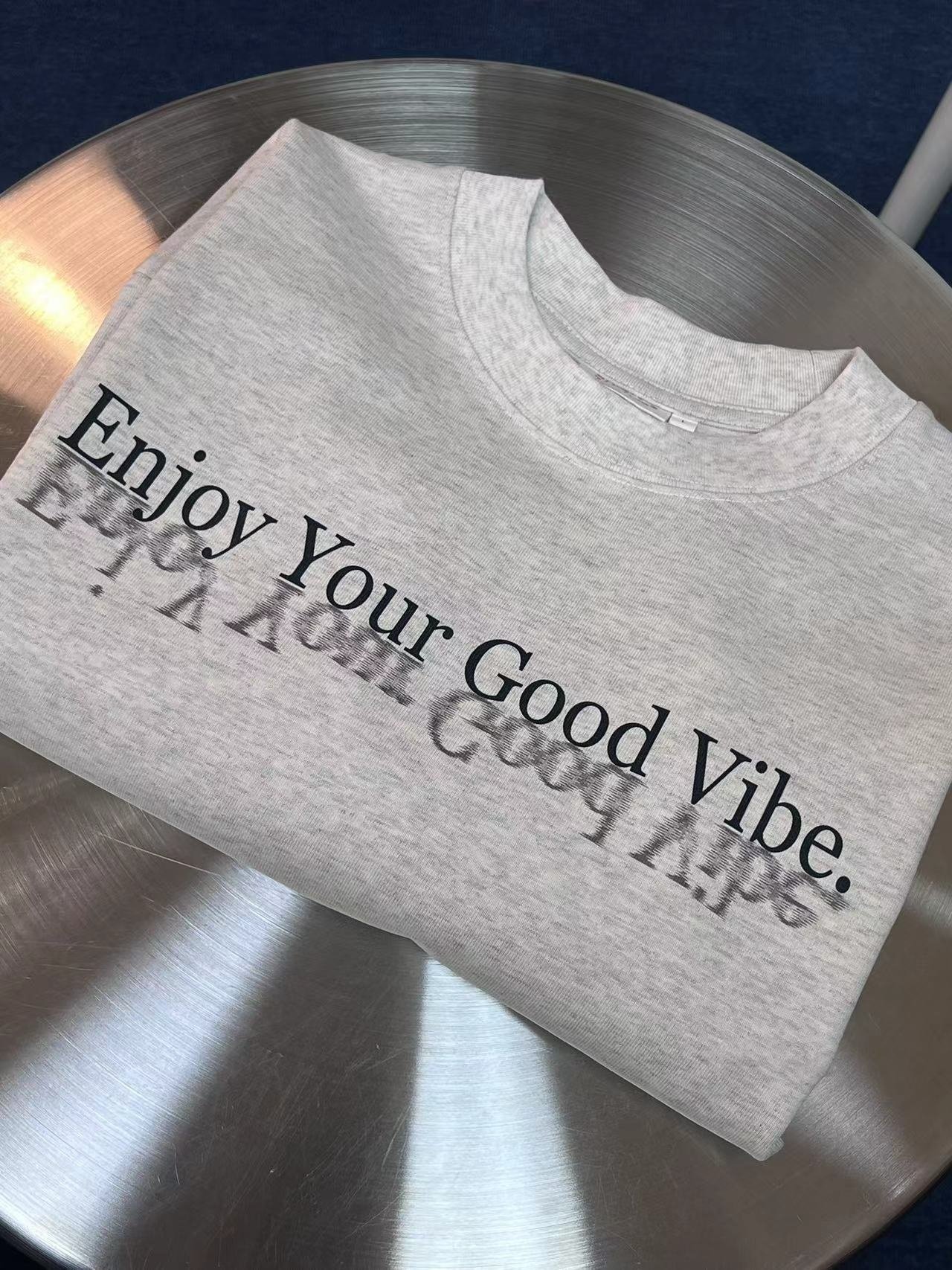 短袖小领口重磅宽松320克美式