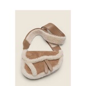 复古羊羔毛焦糖色马鞍包毛毛包包2022新款 潮冬季 女百搭斜挎包