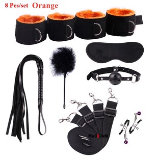 Whip Handcuffs 44cm Leather Nylon Sex Plush Flogger